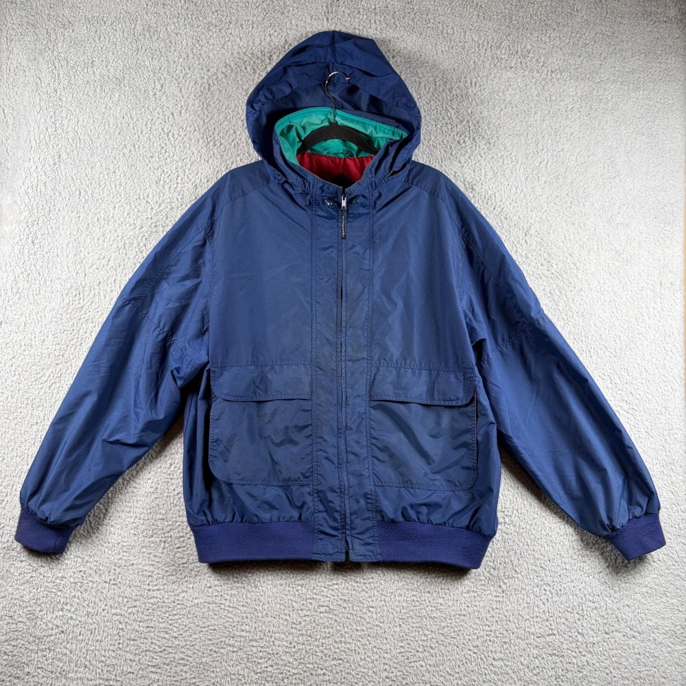 Vintage McGregor Anti-Breeze Mens XL Navy Blue Hooded Retro Windbreaker Jacket